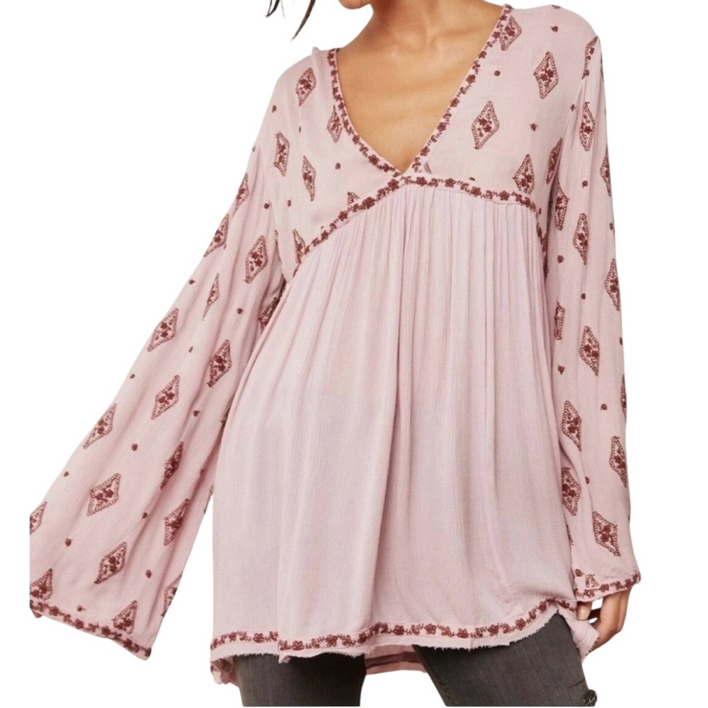 Bohemian Pink Patterned Women's Top